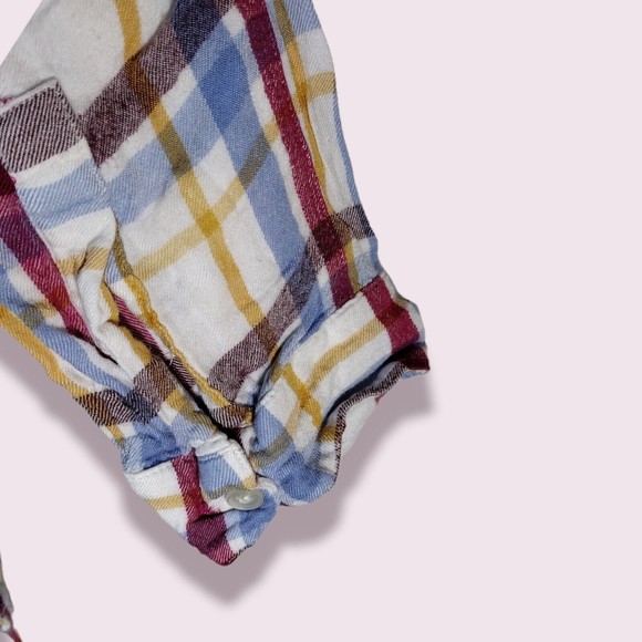 Perfect Shirt Women's XL Multi-color Plaid Rayon Button Down Top Blouse USED - Picture 5 of 6